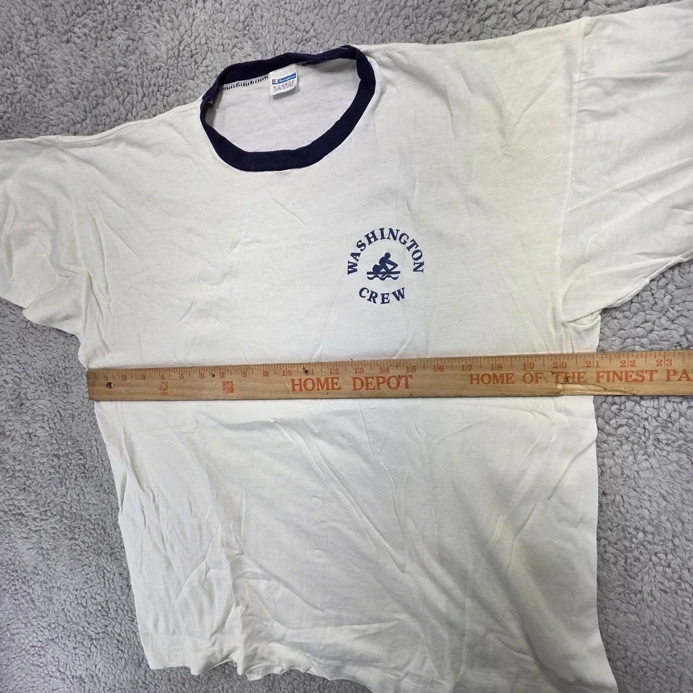 1970s Champion University of Washington Blue Ringer CREW T-shirt Single Stitch - Picture 7 of 9